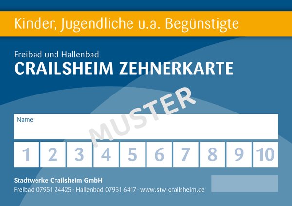 10er Karte Kinder/Begünstigte Bäder Crailsheim